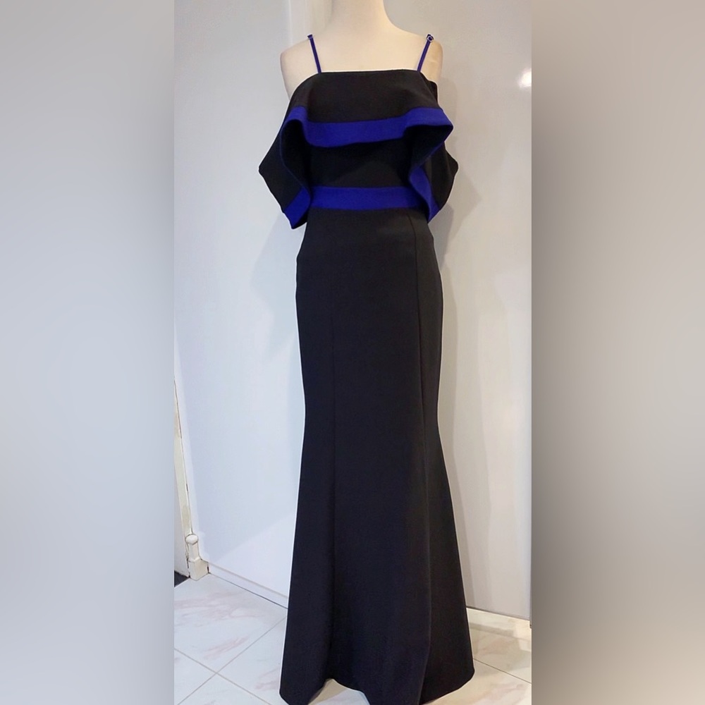 Zola over the shoulder black gown